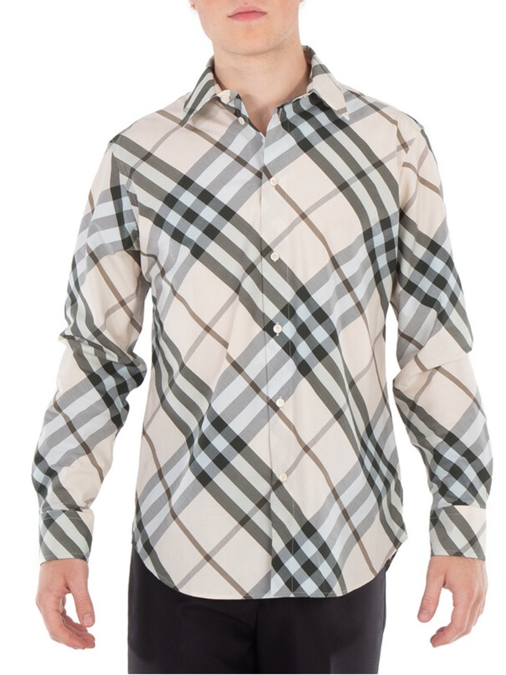 Burberry London Men’s Nova Check Jacquard Classic Plaid Long Sleeve Button Shirt